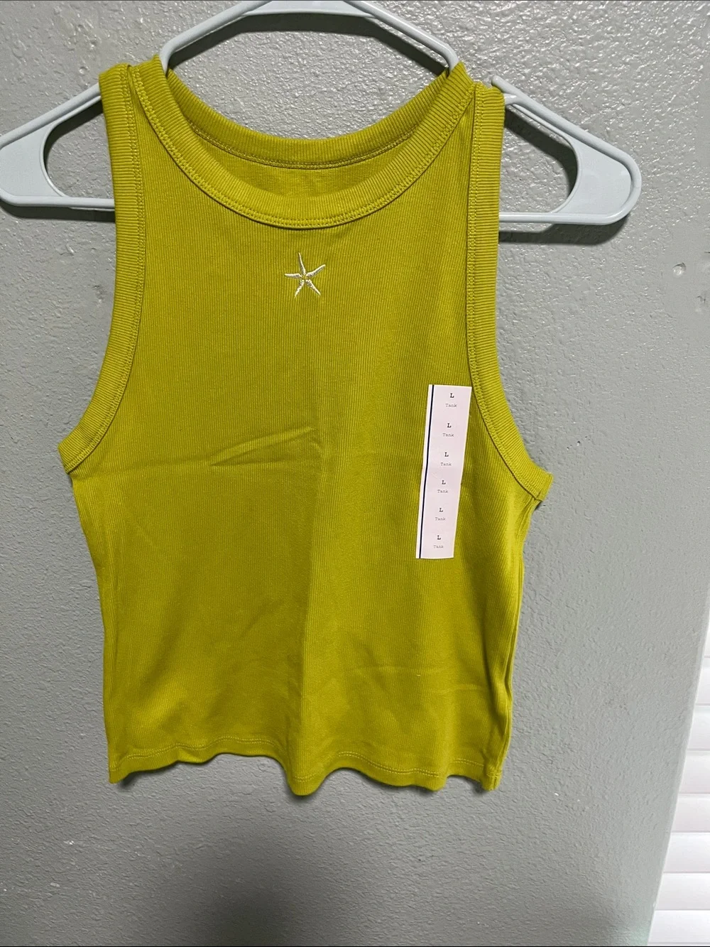 a new day Lime Green Ribbed Star-Embroidered Tank